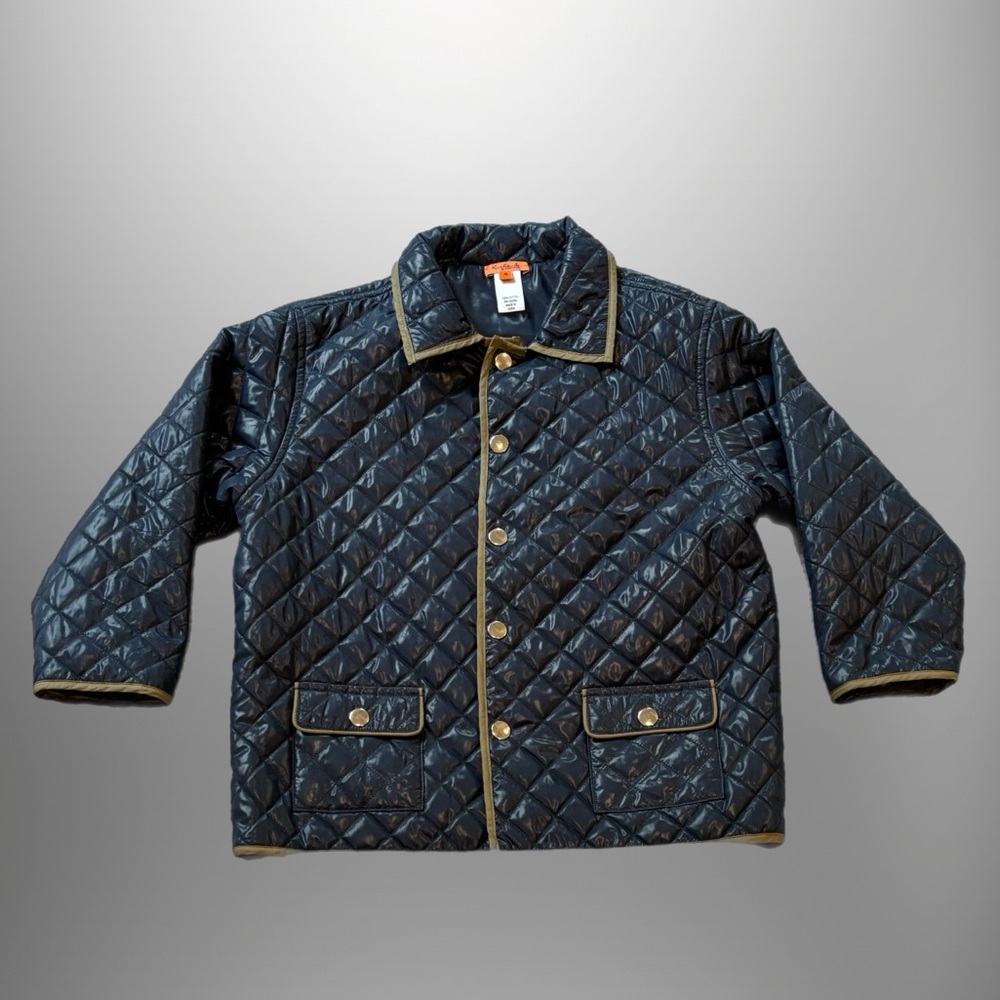 Sleek and Cool Kids Quilted Navy Jacket with Gold Accents Size 4 from Kule